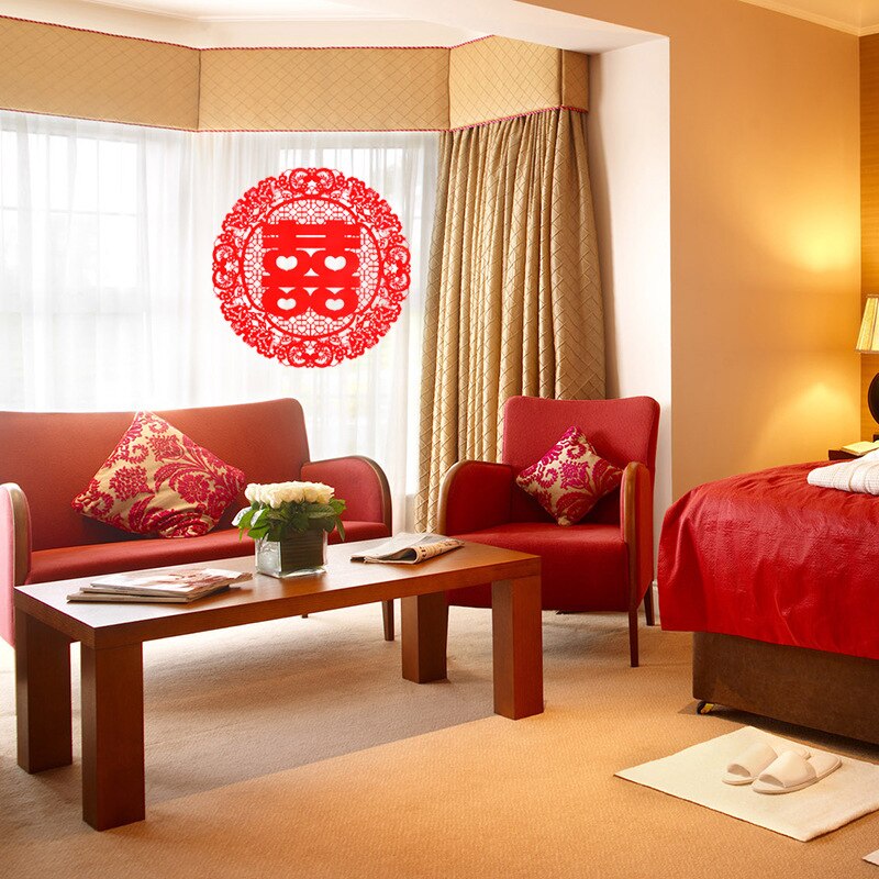 18 stk kinesisk papir nedskæringer dobbelt lykke klistermærke rød bryllupsværelse indretning til diy scrapbooking album papir håndværk die udskæringer