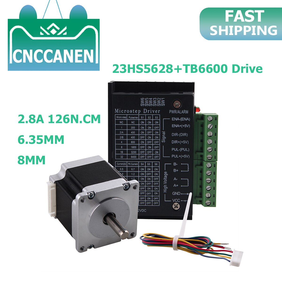 Nema 23 23HS5628 Stepper Motor 57 motor 2.8A with TB6600 stepper motor driver 126N.cm for CNC and 3D printer