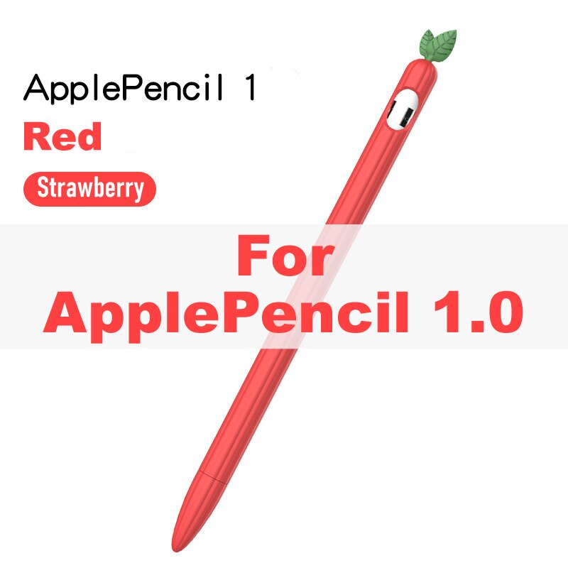 Anti-Scratch Case for Apple Pencil 1/2 Cartoon Fruit Silicone Protective Cover Pouch Cap Holder Stylus for iPad Pen Pencil: Red Pencil 1