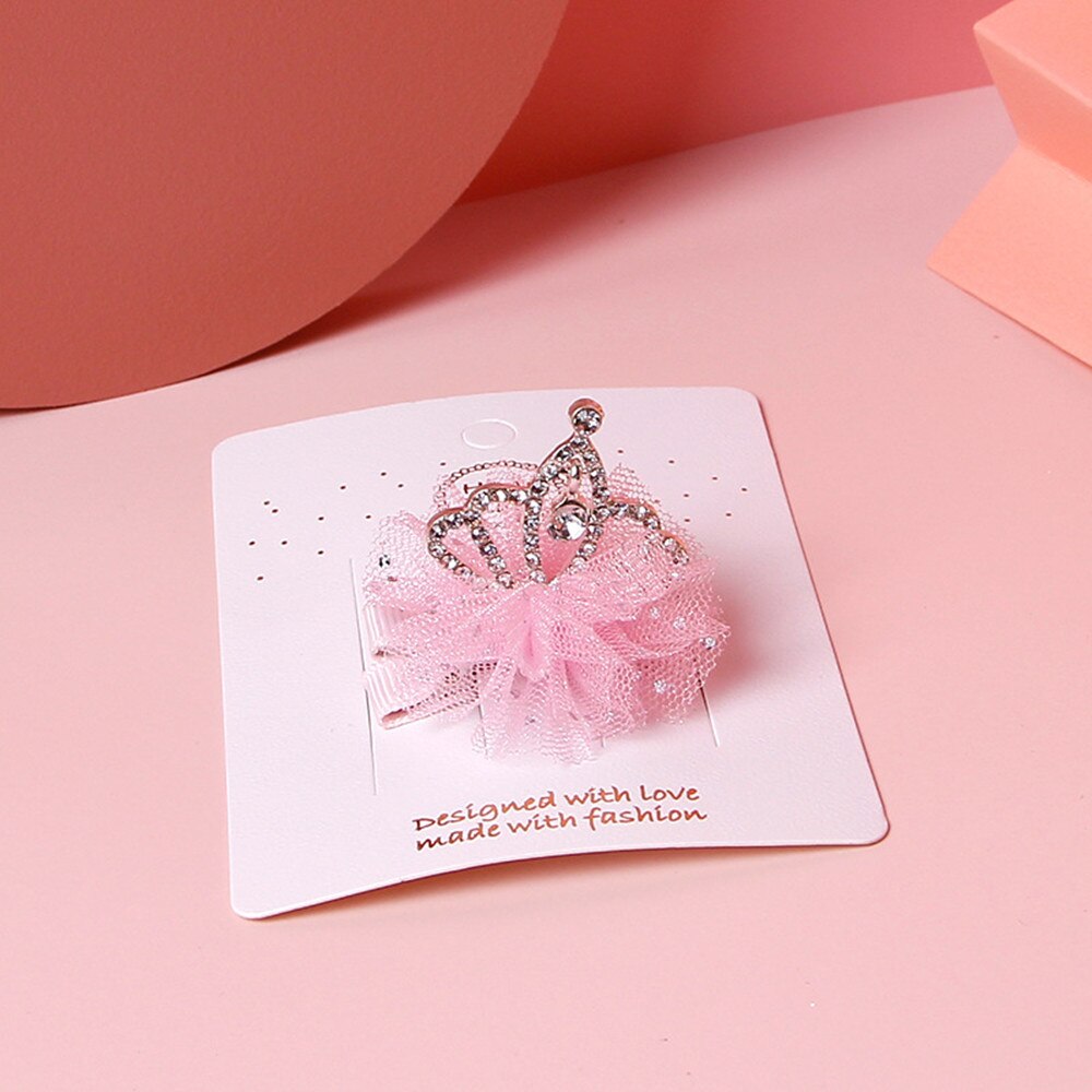 Tyttöjen joutsen hiuskahvat muhkeat hiusklipsit lasten juhlat hiusten koristelu koriste prinsessa joutsen hiusneulat barrette lasten päähineet: Vaaleanpunainen kruunu