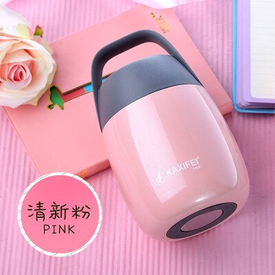 Fiambrera térmica para niños, recipiente para comida, termo para sopa de boca grande, acero inoxidable, 450ml, 6-12 horas: Rosa