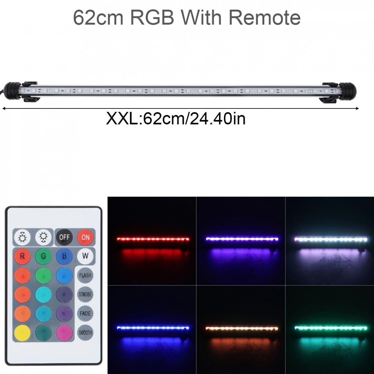 Submersible Light 18-62CM Aquarium Fish Tank LED Light 5050 SMD RGB Submersible Waterproof Strip Light with Remote Control: 62 cm