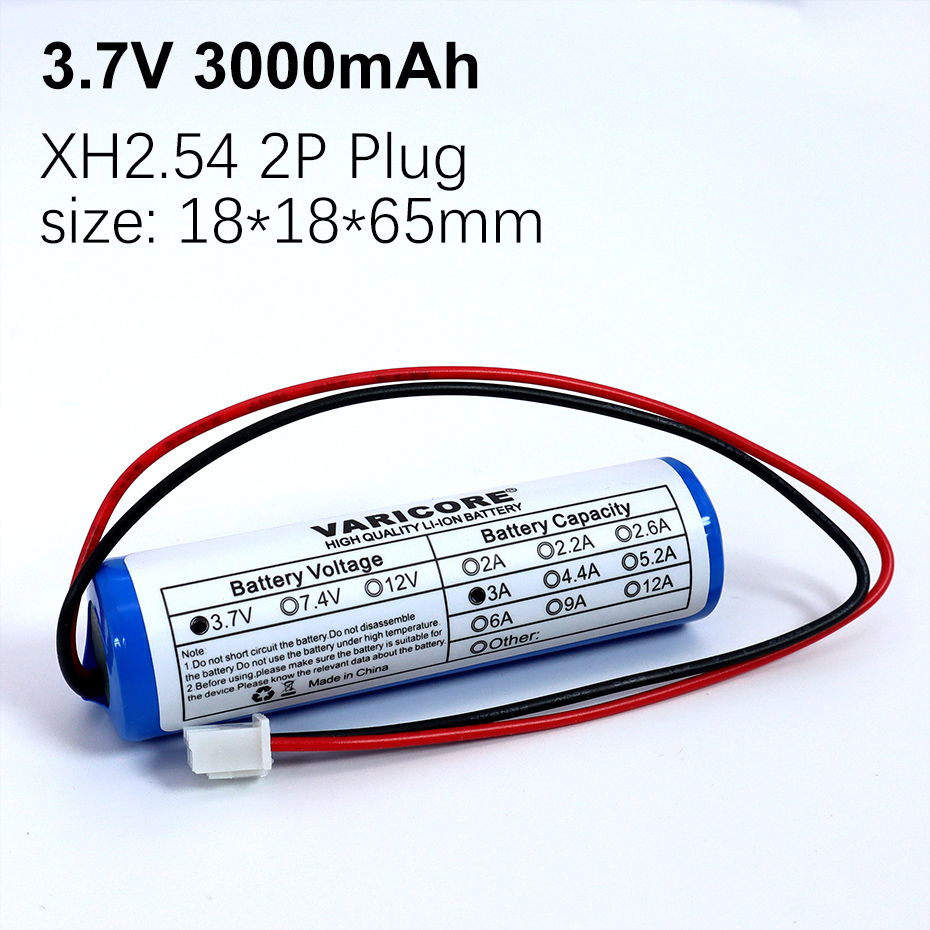3.7V/4.2V 18650 Li-ion battery 3000mAh 5200mAh 6000mAh 9000mAh 12000mAh with PCB protection XH 2.54 2P Plug: green