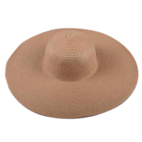 Seaside large brim hats summer straw hat foldable sun hat Summer Sun Hats For Women large Brimmed Straw Sun Hat Folding Beach Gi: Khaki