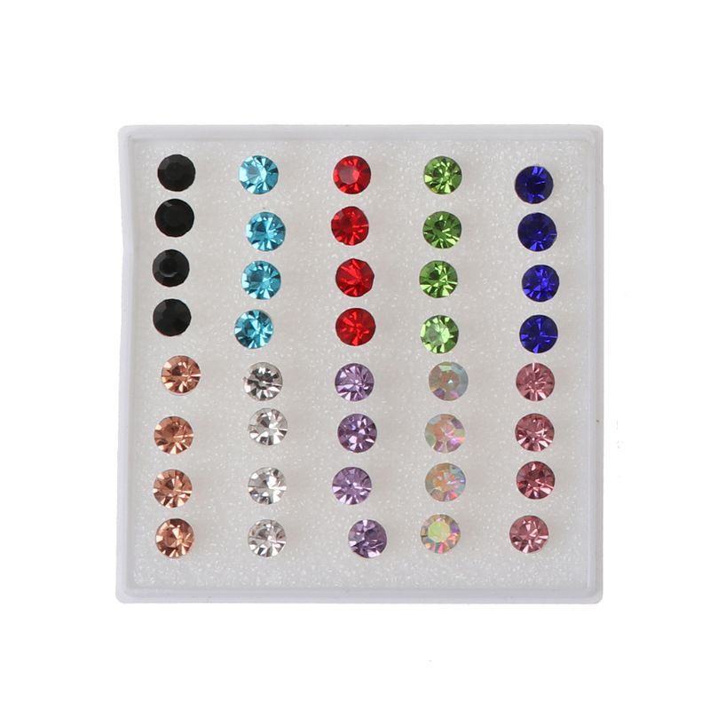 Brincos pequenos coloridos de plástico com strass, 20 pares de brincos pequenos, brincos hipoalergênicos para mulheres, moda feminina: Colorful 5mm