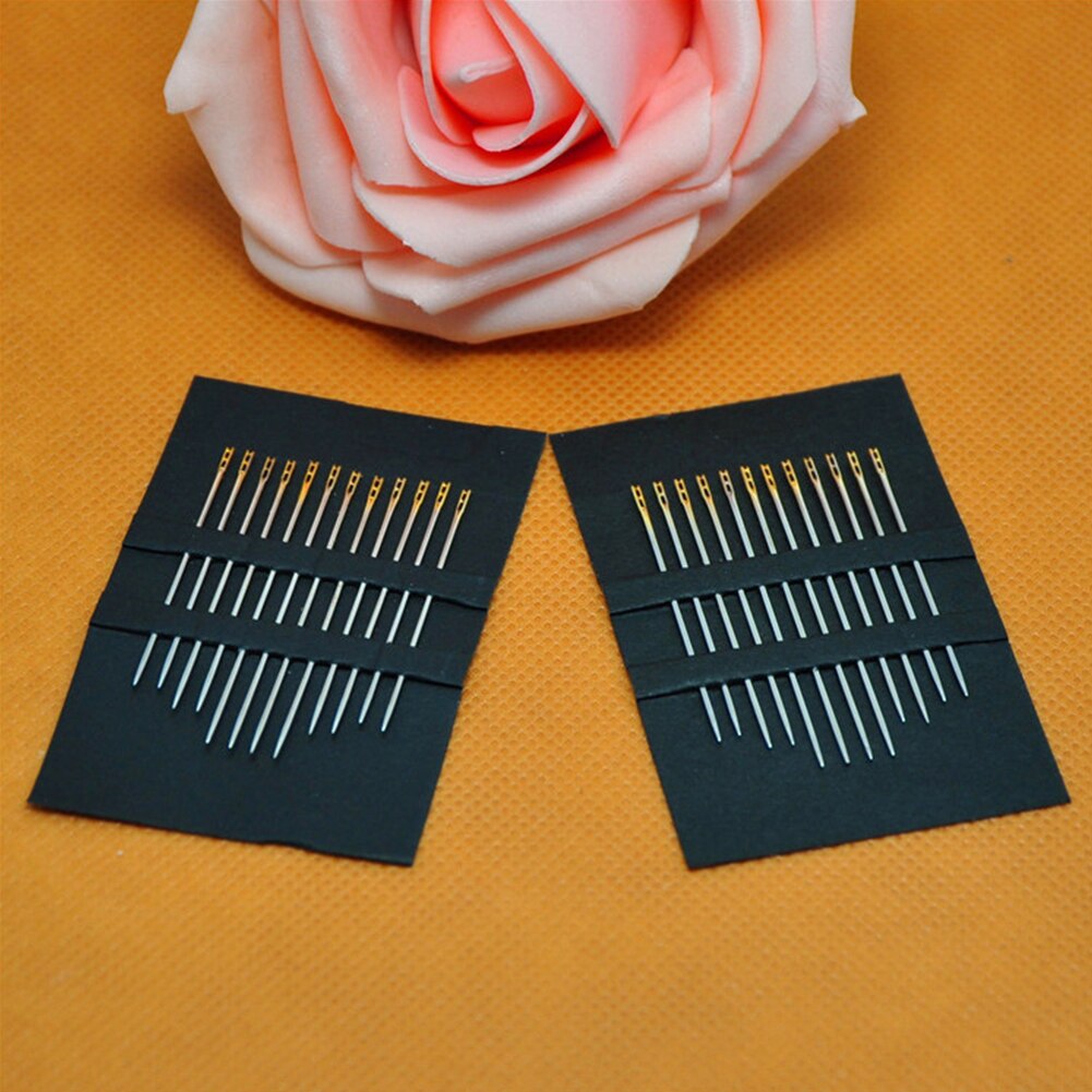 12pcs/set Self Threading Metal Double Hole DIY Embroidery Blind Easy To Use Sewing Needle Repair Stitch For Old Man Art Craft