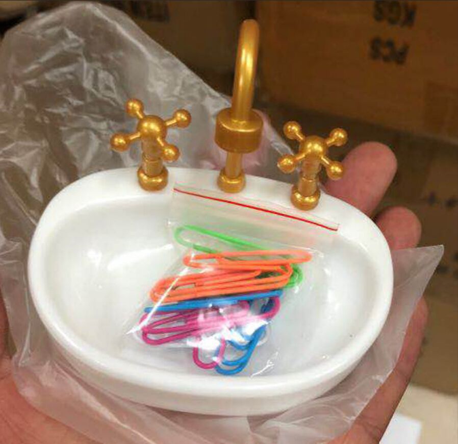 Outil pratique fournitures de bureau | Lavabo, Clipbox, pince à papier, Lavabo, siège d'évier magnétique, citerne à papier, rangement pince à papier, Lavabo bol: gold Magnetic Sink