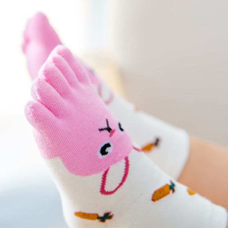 noël nouvel an Kawaii enfants chaussettes coton Animal 3-12 ans garçons filles chaussettes orteil chaussettes pour enfants cinq doigts chaussette