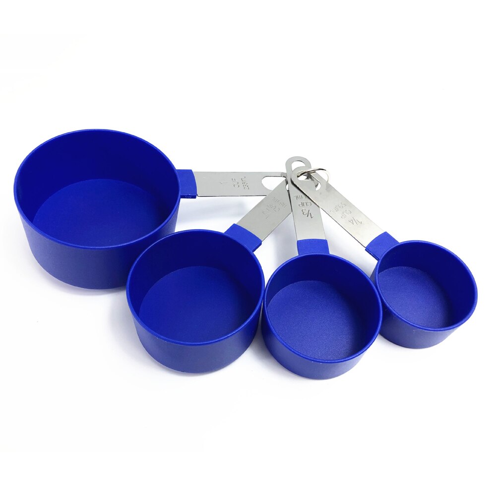 4Pcs Multi Purpose Lepels/Cup Meetinstrumenten Pp Bakken Accessoires Roestvrij Staal/Plastic Handvat Keuken Gadgets: Cup Blue