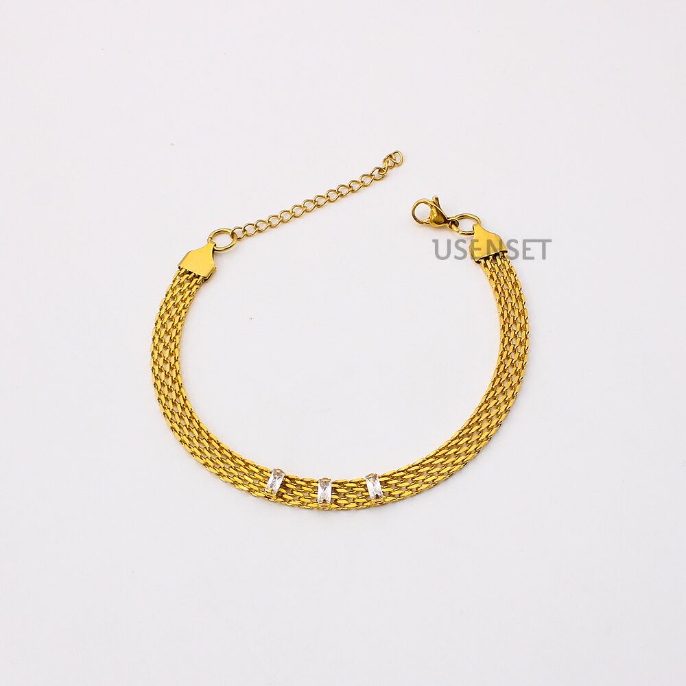 Women's 18K Gold Color Stainless Steel Choker Woven Mesh Chain Necklace Chain Charming Jewelry Waterproof Jewelry