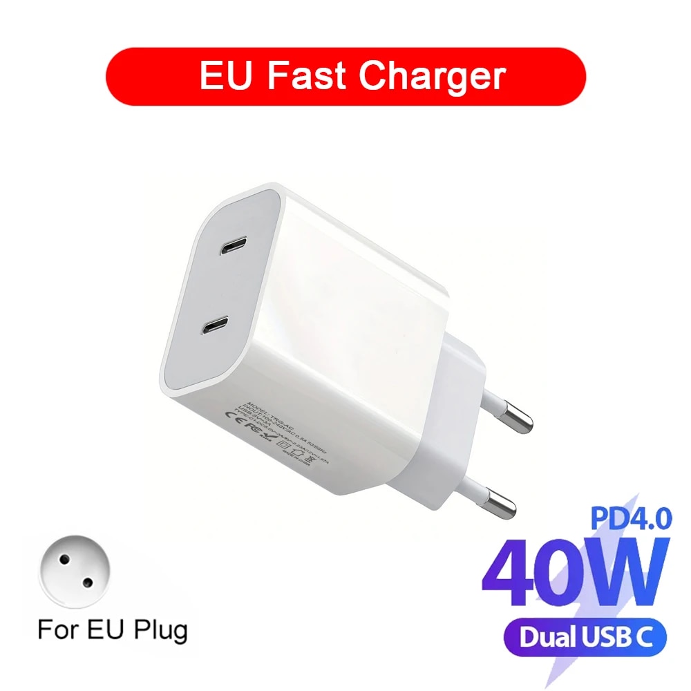 40w duplo usb c pd carregador de carga rápida USB-C tipo c adaptador de carregador de telefone rápido para iphone 15 14 13 pro max ipad ar carregador de parede: eu sou