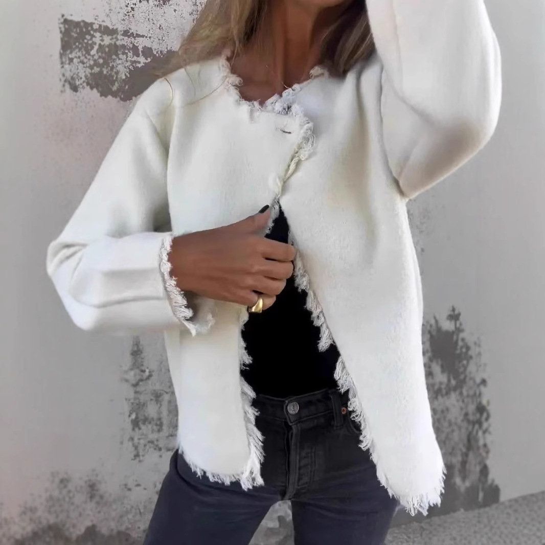 Abrigos de lana para mujer, chaquetas de mezcla, abrigo de manga larga con cuello redondo, chaqueta de calle gruesa y cálida Y2k, prendas de vestir exteriores elegantes para Otoño e Invierno