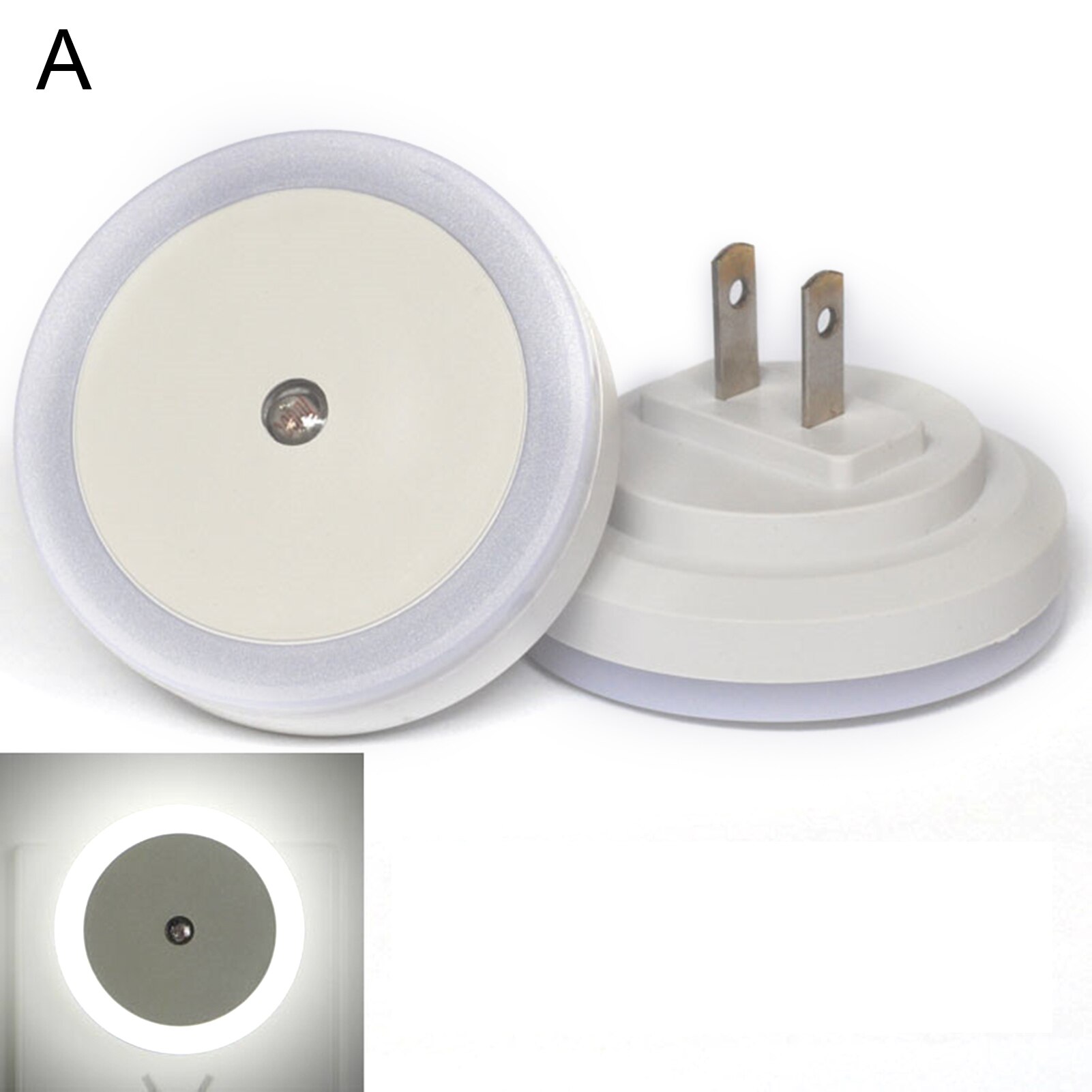 Round Wall Plug-in LED Light Sensor Night Light Plug In Sensor Light Luminaire Led Lamp Baby Nightlight Children Bedroom Round: A