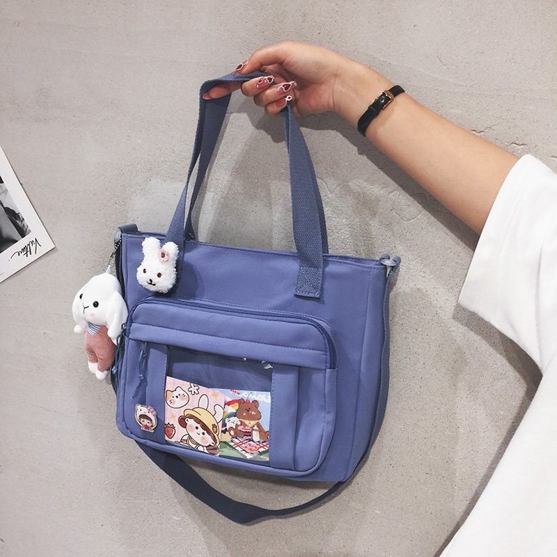 SYWIZDII Japanese Kawaii Style Backpacks for Teenage Girls Casual Nylon Female Handbags Women Crossbody Shoulder Bags: VIP-Blue