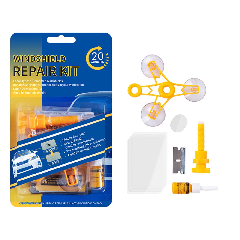 Reparatiegereedschap voorruit reparatieset diy autoruit glas krassen barsten herstellen autoruit polijsten hars sealer kit: Een set