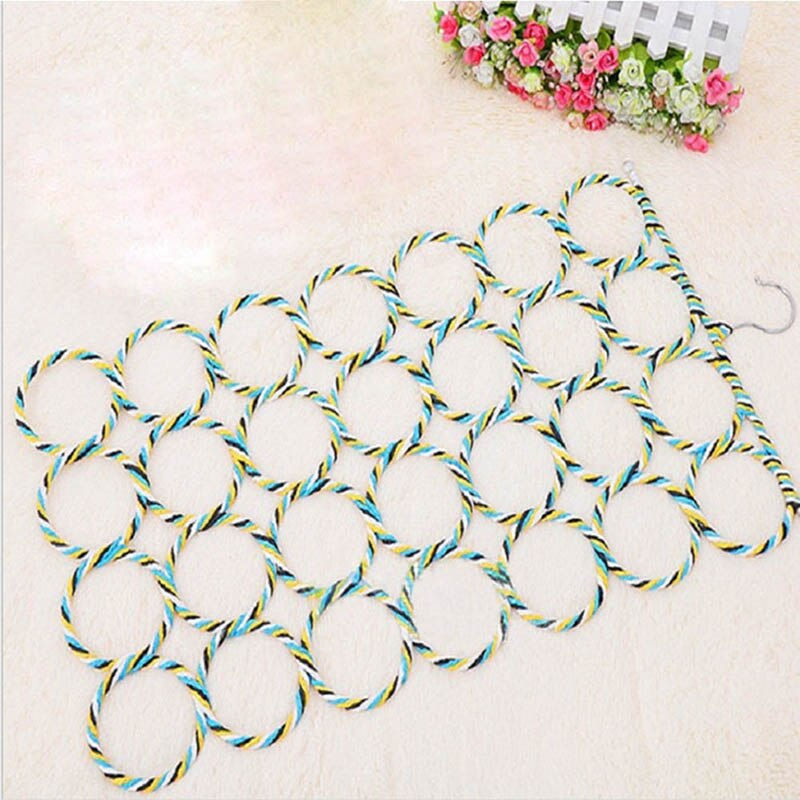 9 28 Ring Scarf Shawl Scarves Holder Foldable Tie Belt Hook Organizer Rattan Weave Hanger Wardrobe Storage Holder Display Rack