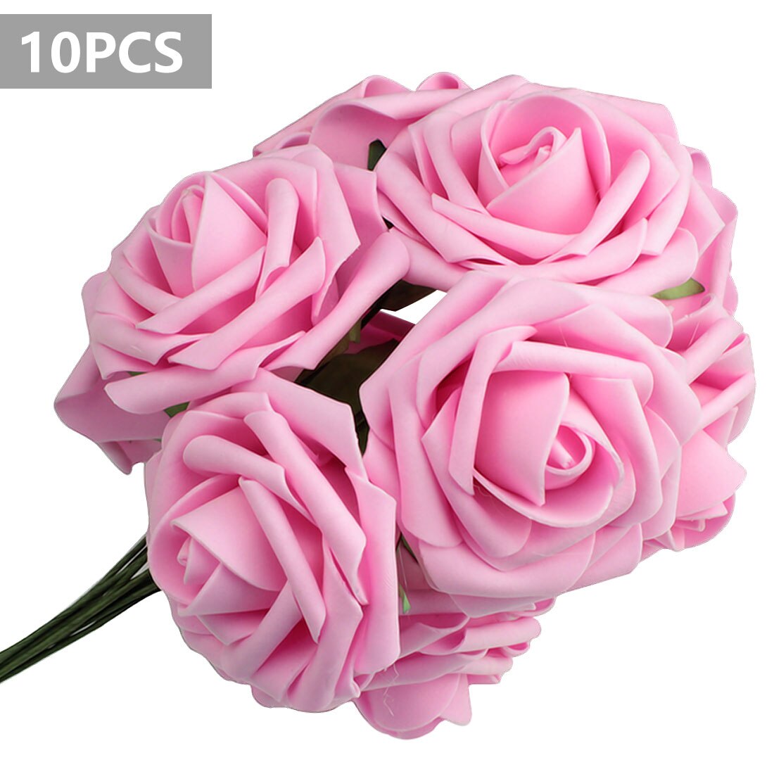 10 Heads 7CM Artificial Rose Flowers Wedding Bride Bouquet PE Foam DIY Home Decor Rose Flowers Wedding Decoration 11 Colors: Pink