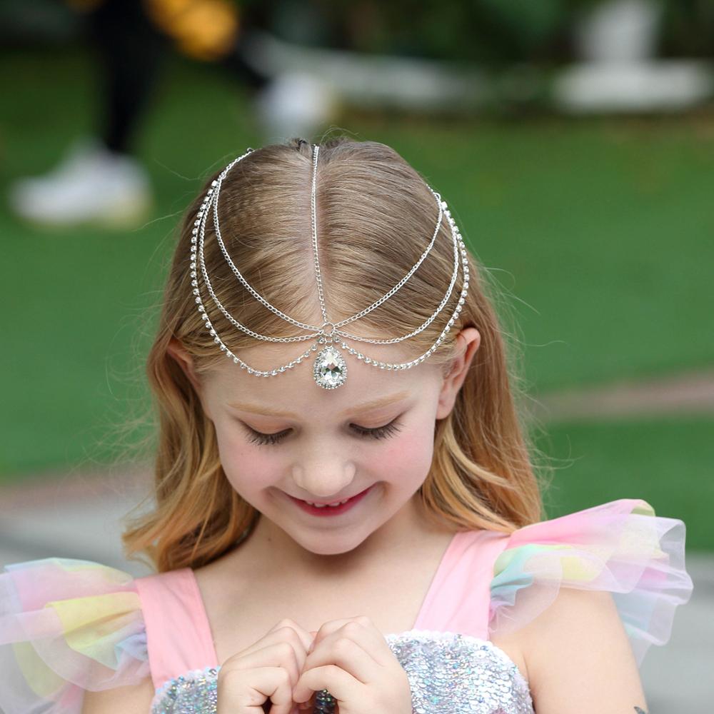 Mädchen Perle Stirn Kette Schmuck Prinzessin tanzen Party Leistung Kopfschmuck Haar Kette Schmuck für Mädchen Frauen