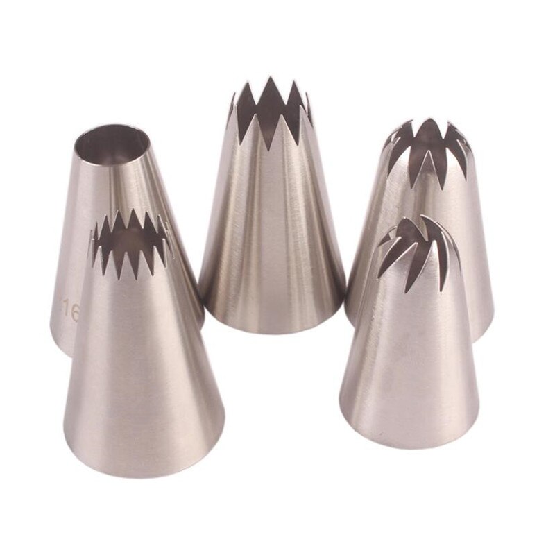 5 Stks/set Grote Russische Icing Piping Pastry Nozzle Tips Bakken Tools Gebak Decoratie Set Rvs Nozzles Rose Cupcake