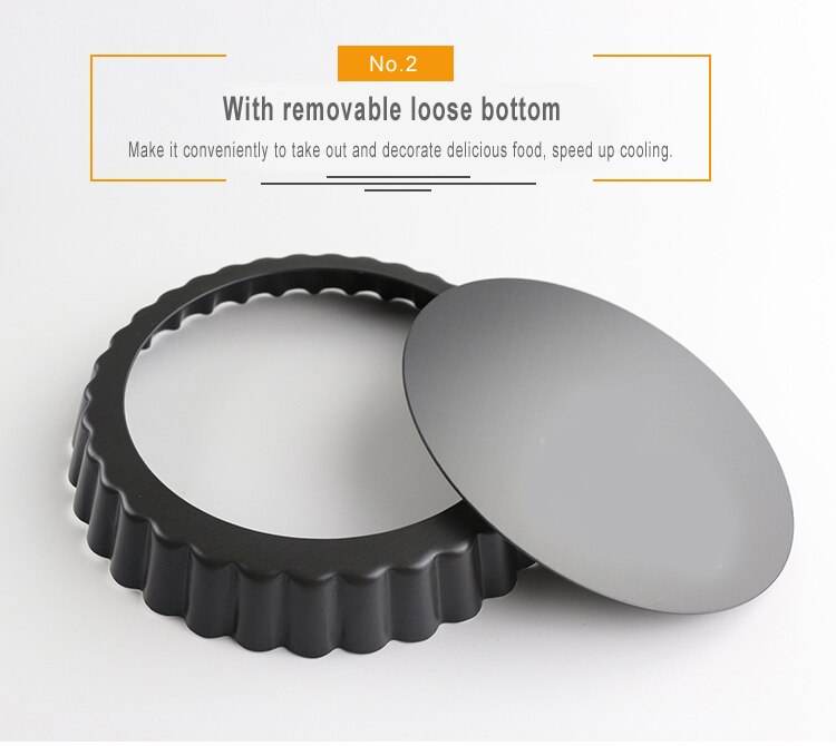 Non-stick Round Tart Pan Quiche Pan with Removable Bottom Pie Pan Fluted Pie Rectangle Tart Pan Mold Baking Quiche Tool GYH