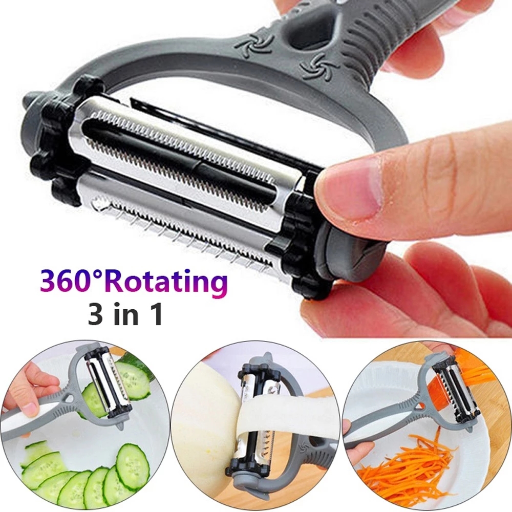 Multifunction 360° Rotary Kitchen Tool Vegetable Fruit Potato Carrot Peeler Grater Cutter Slicer Melon Gadget for Orange
