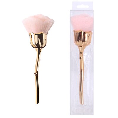 Brocha de maquillaje con flor rosa, pincel grande para polvo suelto, herramientas de belleza, pincel de maquillaje para arte de uñas, cepillo de rubor