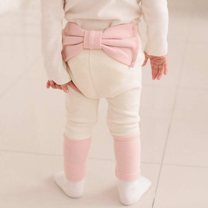 Autunno della molla Delle Neonate Pantaloni Scarni Delle Ghette Con Il Grande Bowknot Bambini Bambino Carino PP Pantaloni di Cotone Pantaloni Morbidi