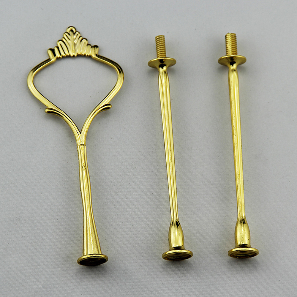 3-Tier Sturdy Cake Plate Stand Cupcake Tray Handle Fittings Hardware cake tools: Gold