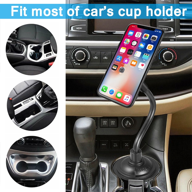 XMXCZKJ Universal Magnetic Car Cup Holder Mount for iPhone XS XS Gooseneck Car Cup Holder Magnetic Cradle Mount for Note 9/ S10+