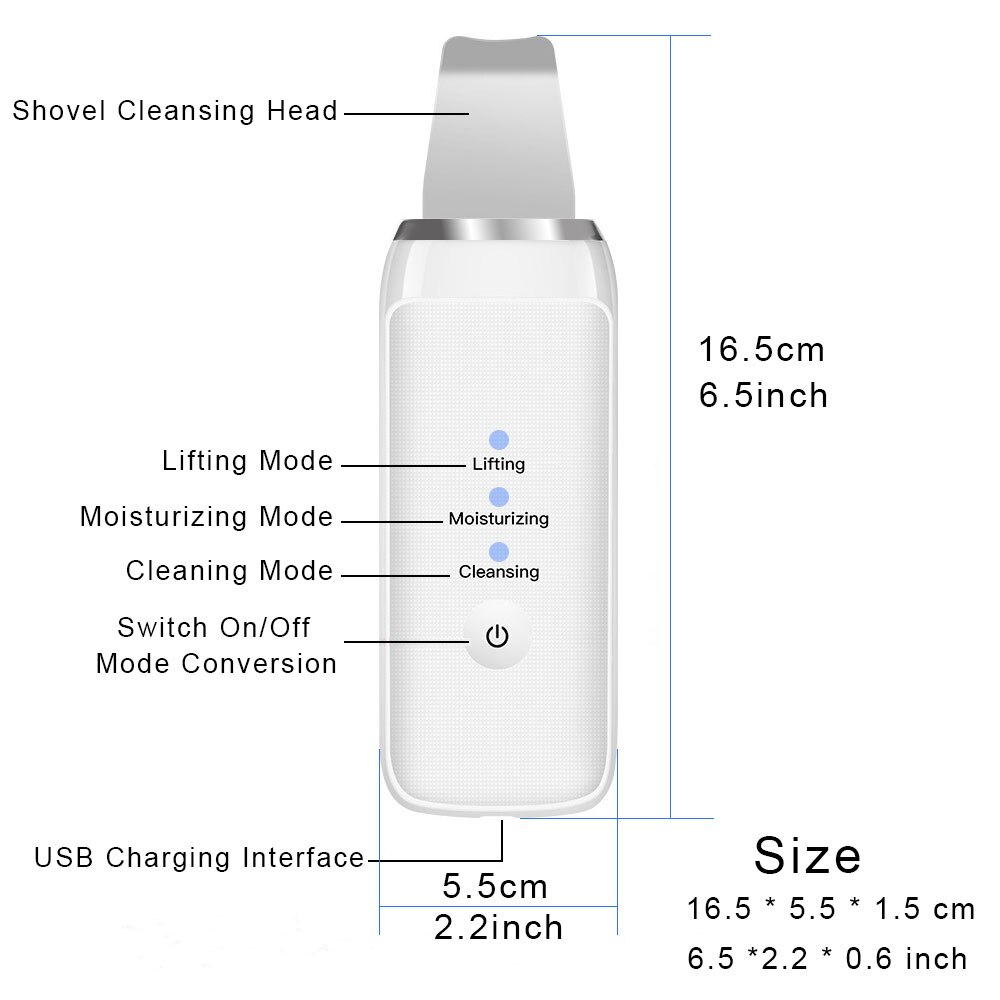 Ultrasone Diepe Gezicht Cleaning Huid Scrubber Verwijderen Vuil Mee-eter Verminderen Rimpels Vlekken Spatel Facial Whitening Lifting Apparaat