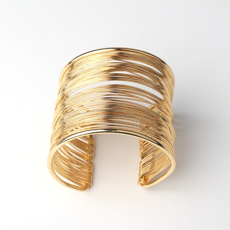 1PC Ethnische Indischen Gold Farbe Öffnen Manschette Armbänder Armreif Für Frauen Männer Vintage Multilayer Aushöhlen Armband Hand Schmuck b5