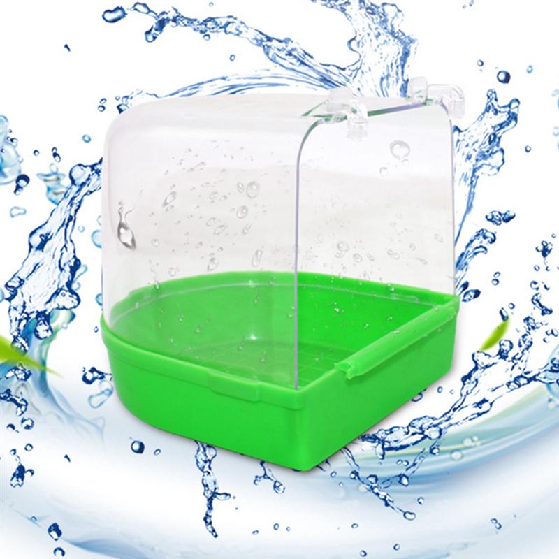 Plastic Bird Water Bath Box Bathtub Parrot For Parakeet Lovebird Bird Pet Cage Hanging Bowl Parakeet Birdbath (Random Color)