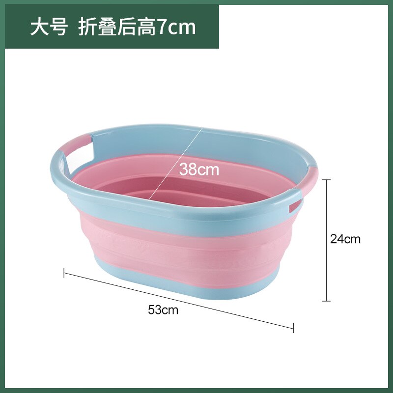 Foldable Basin Laundry Basin with Extra-large Washboard Integrated Household Large Size Deepening and Thickening Washbasin: pink large 4