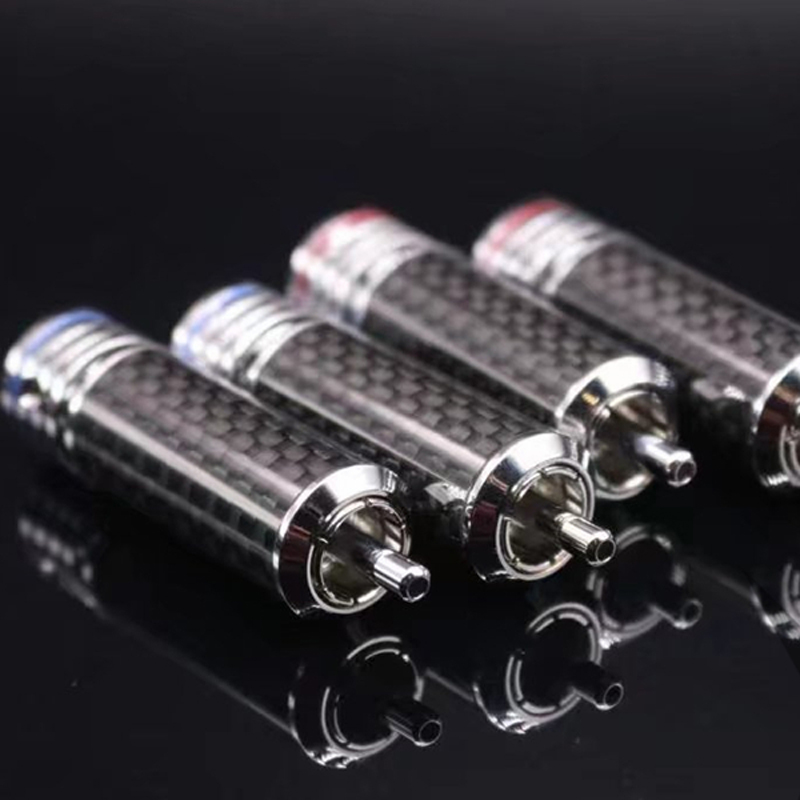 4pcs HIFI DIY Brass Rhodium plated Carbon fiber Audio Video AMP VCD DVD player RCA jack plug adapter connector