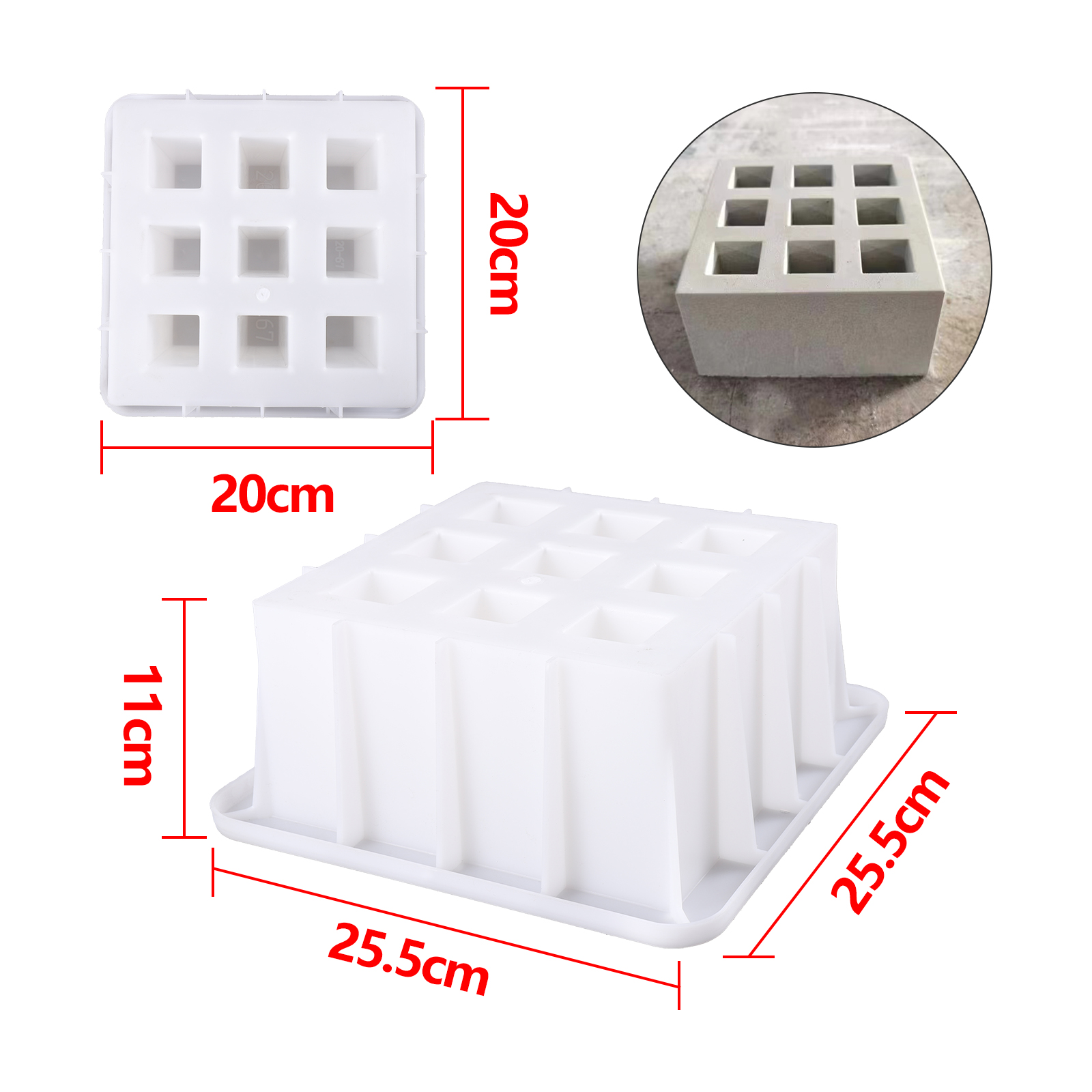 Cement Antieke Baksteen Mal Vierkante Tuinmuur Maken Bakstenen Mal 3d Carving Anti-Slip Beton Diy Bestrating Mallen 1Pc: Army Green