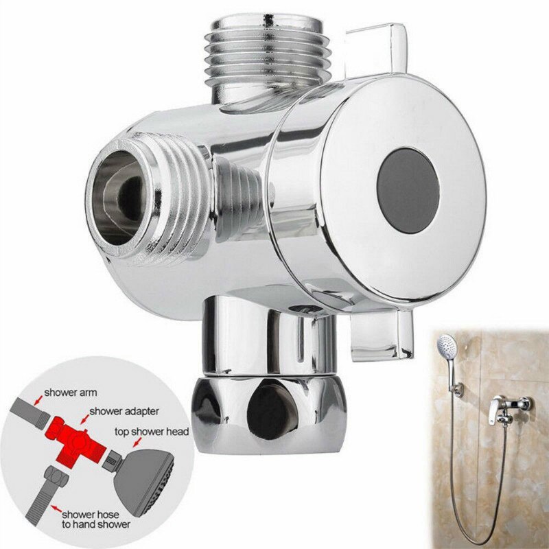 Universal 1/2 Inch Three Way T-adapter Valve Fitting Tee Connector For Toilet Bidet Shower Head Diverter Valve ABS Chrome
