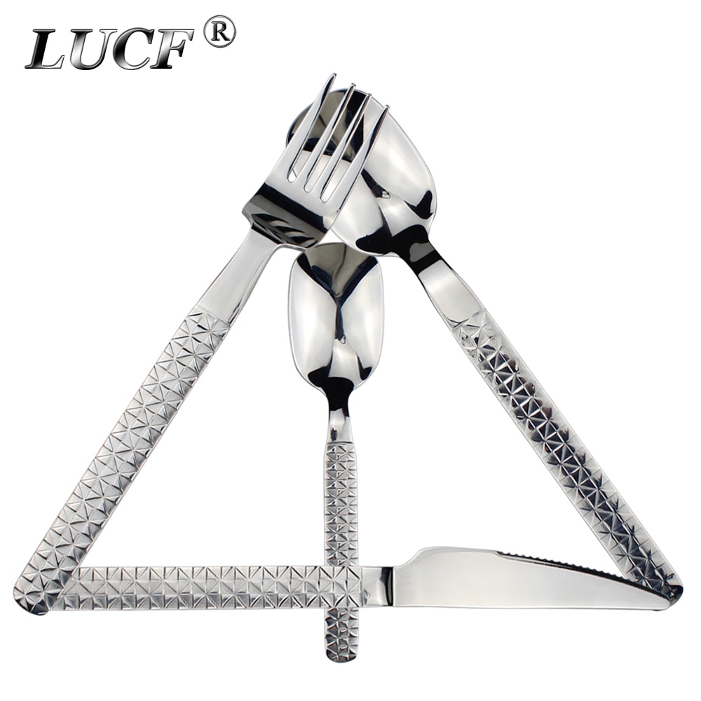 LUCF elegante diamant textur griff Besteck edelstahl Westlichen Luxus Geschirr metall sanfte besteck für familie