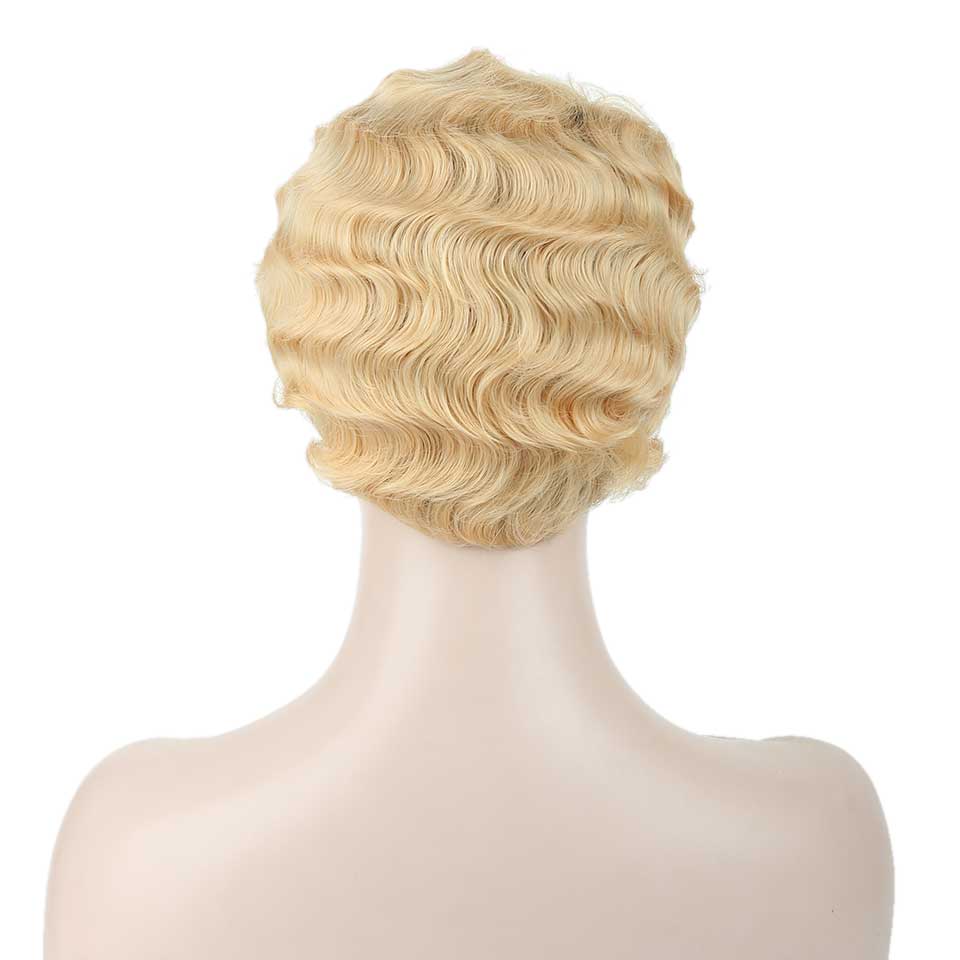 Wtb varmebestandig syntetisk kort krøllet pink sød paryk til røde fingerbølger kvinders afrikanske afro kort hår paryk: 36a