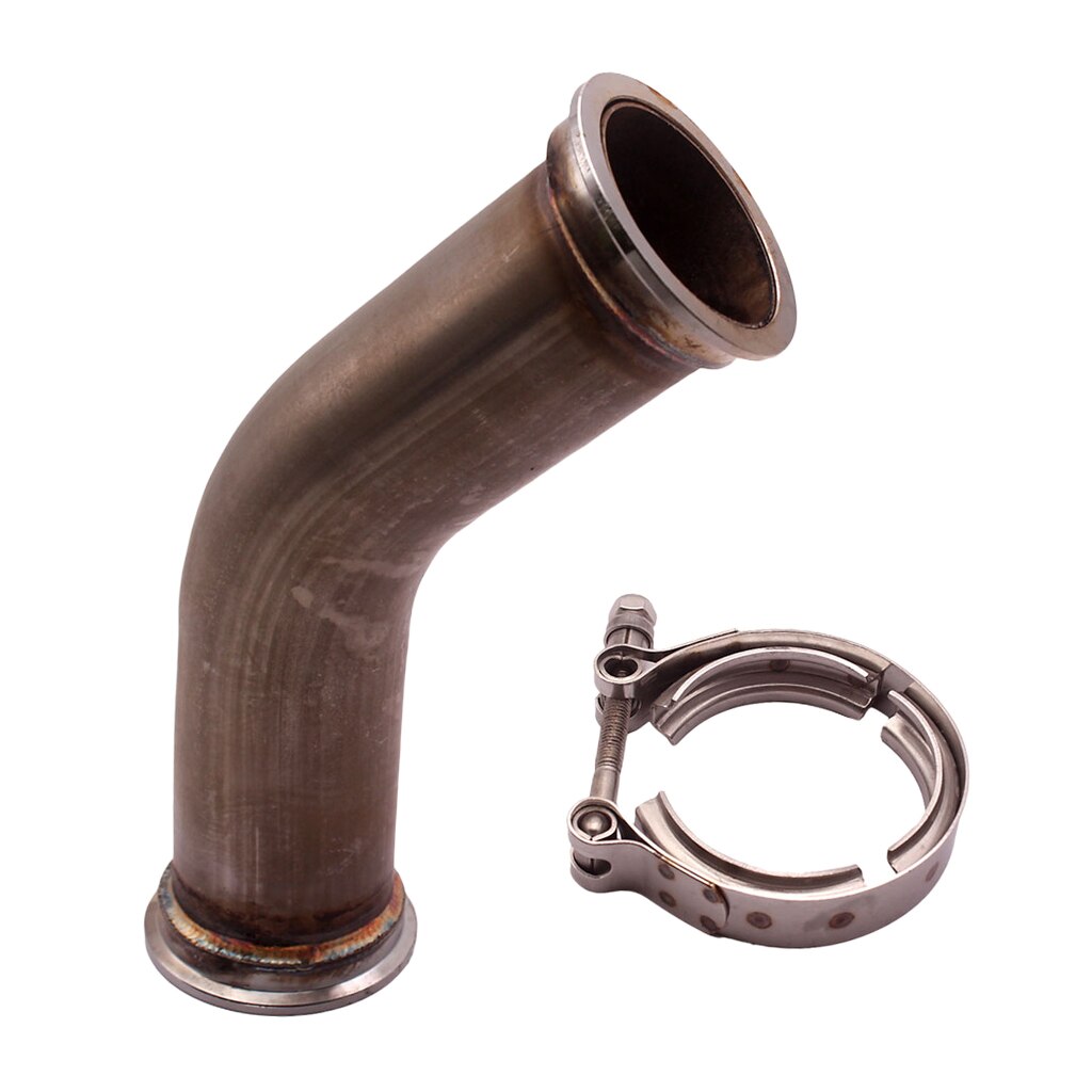 45 Degree V-Band Pipe Turbo Exhaust Downpipe with 2.5" V band Flanges Clamp