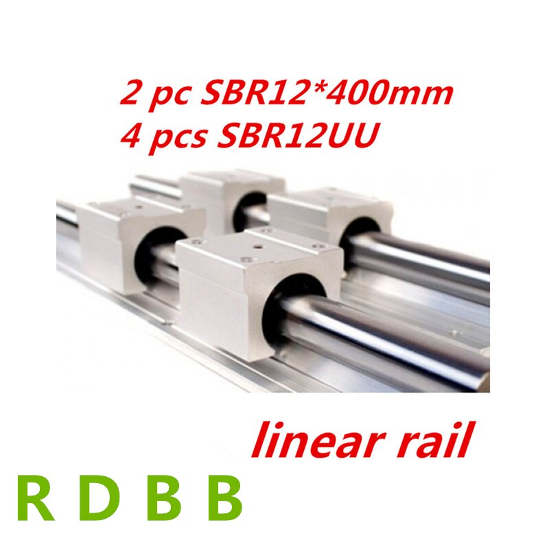 12mm linear rail SBR12 400mm support rails 2 pcs + 4 pcs SBR12UU blocks for CNC for 12mm linear shaft support rails