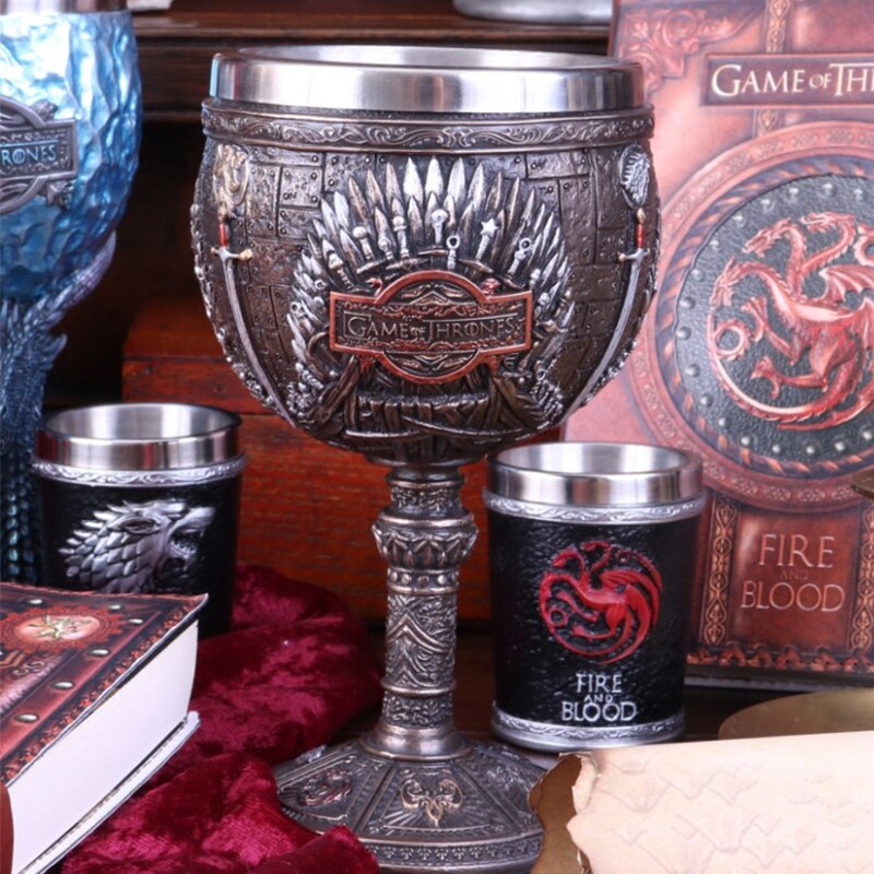 Wein Glas Becher Stark Feuer Und Blut Edelstahl Harz 3D Cocktail Whiskey Gläser Tasse Getränk Bar