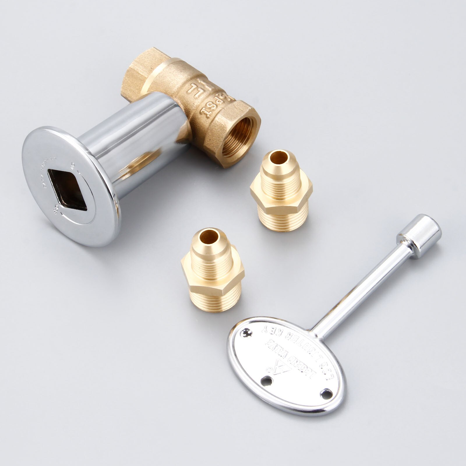 Gas LPG Propane Fuels Fire Pit 1/2 Inch Straight Quarter-Turn Shut-Off Valve +3-inch Key +3/8 Male Flare X 1/2 NPT Fittings