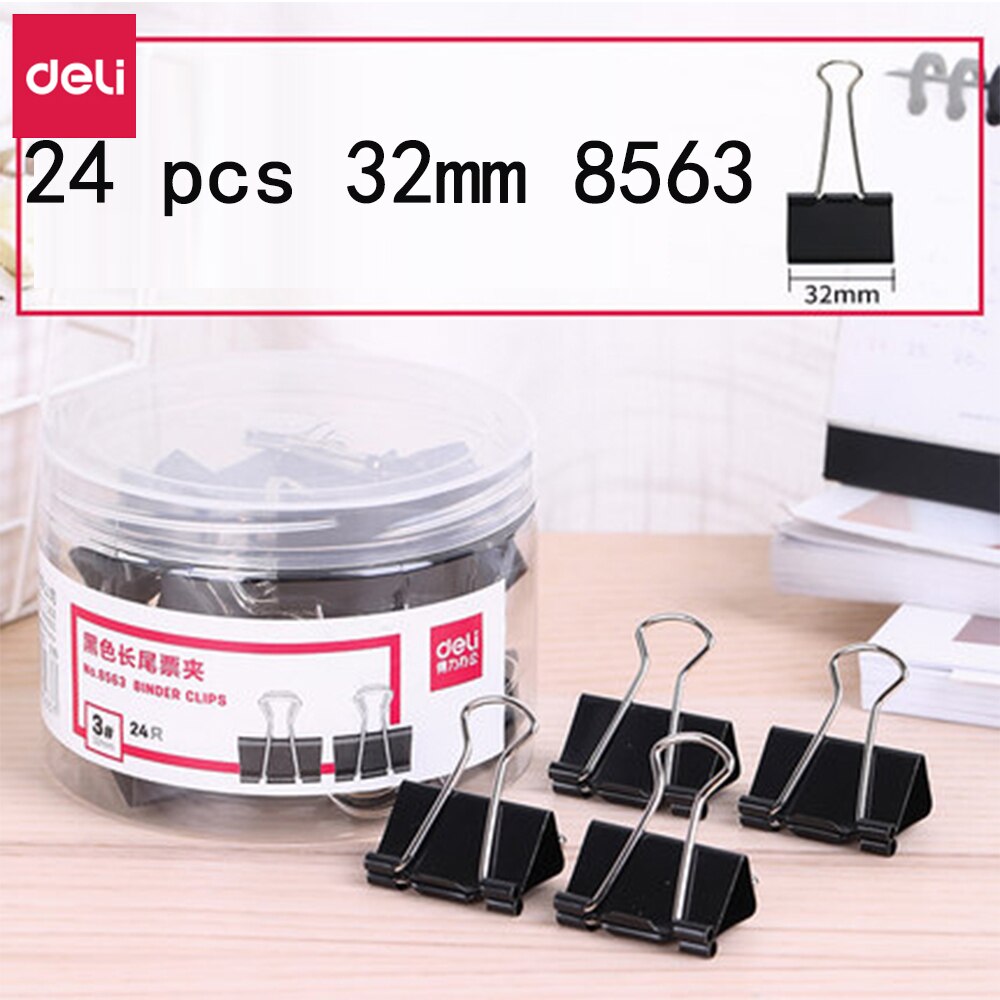 Deli Bindmiddelenklemmen Kantoorbenodigdheden Kleurrijke Metalen Bill Clip Kleine Zwaluwstaart Clip Opslag Multi-Standaard Diy Test Papier Ijzer clip: Black 32mm 24pcs
