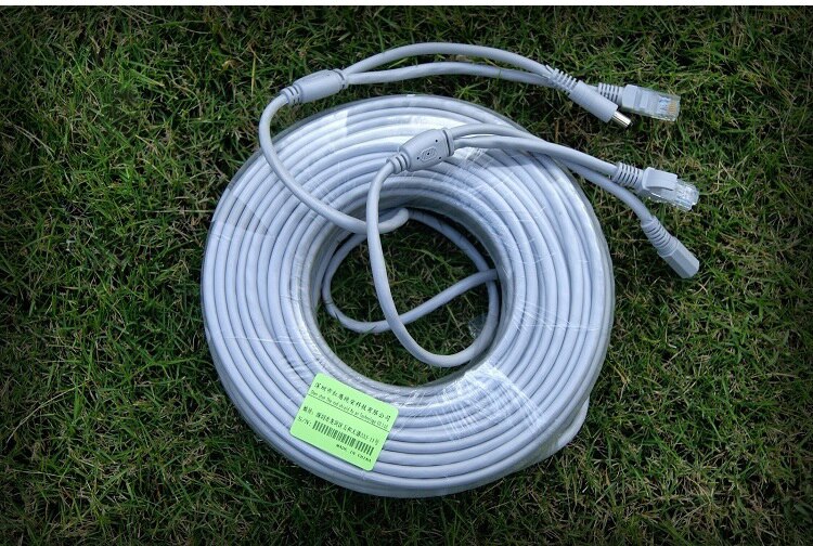 50m 164ft nätverk ethernet sladd kabel 5mm ström dc cat 5e rj45 combo video/ström lan kabel för för array ip kamera nvr system