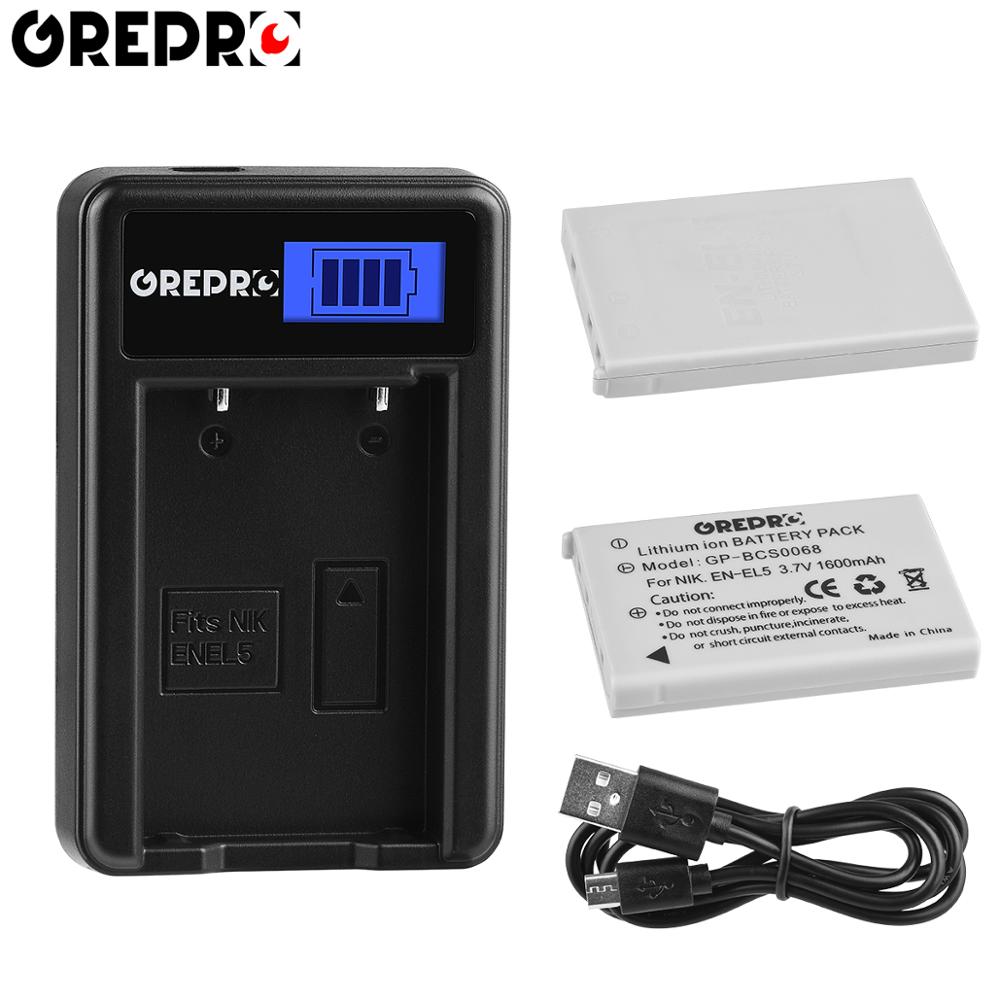 1600mAh EN-EL5 es EL5 batería para cámara Digital + cargador USB para Nikon Coolpix P4 P80 P90 P100 P500 P510 P520 P530 P5000 P5100 L50: 2B with Charger
