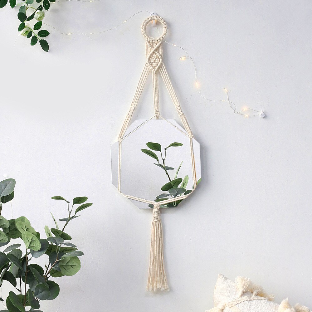 Miroir mural rond en macramé, tissé à la main, style Boho, décoration de maison, chambre à coucher, décoration de salon