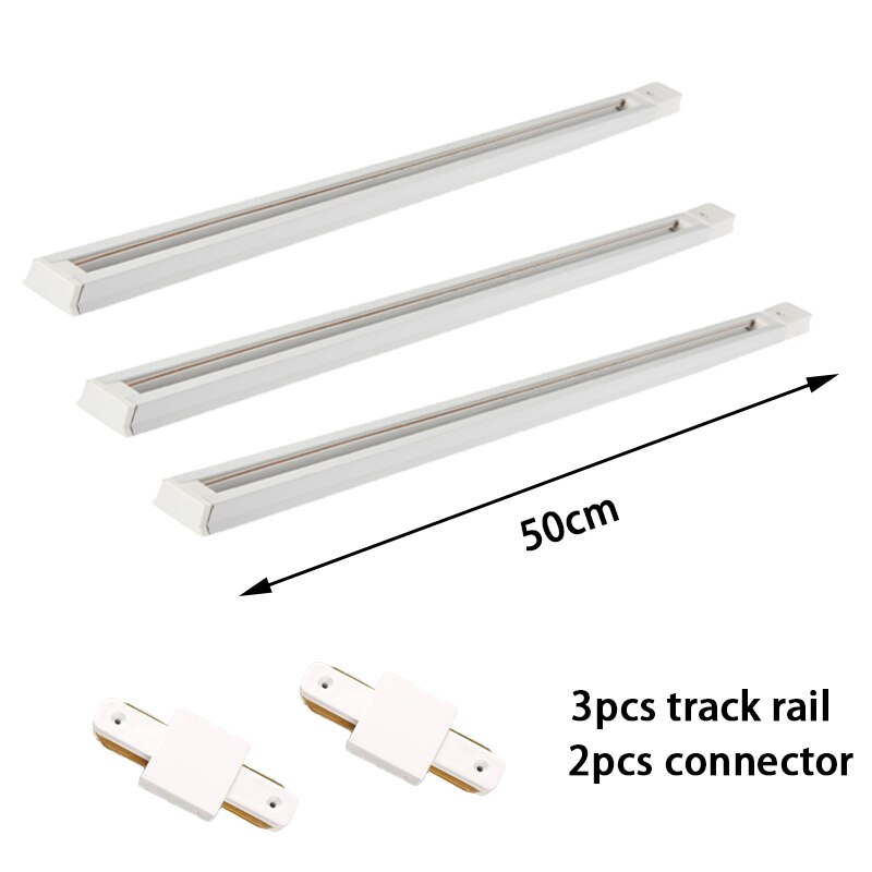 Black/white 0.5M 1M Led Track Rail 220V Aluminum Led Track Light Rails Straight/L Shape Connectors for Track Rail Spotlight: 3pcs 0.5m track6