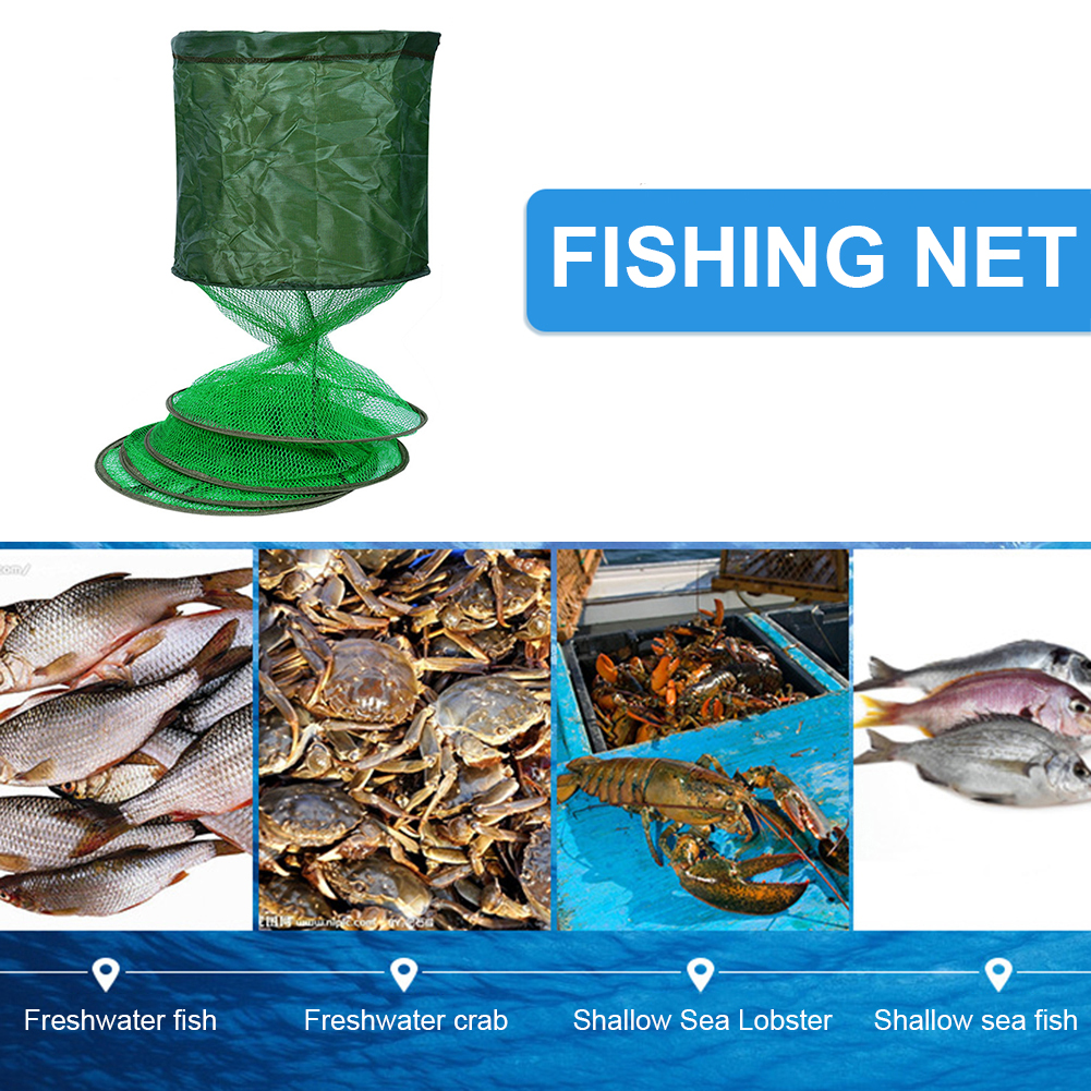 Fischernetz Fisch korb lebende Fisch falle Netz falten wasserdichte Klebe beschichtung Sus Ring käfig Angel zubehör