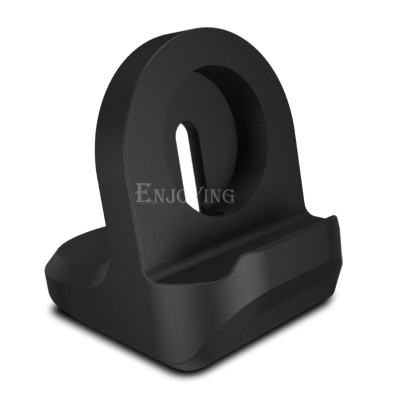 Silicone Charge Holder For Apple Watch Hand Free Cable Hole Charging Support Charger Bracket For iWatch Watch Dock Stand Charger: black