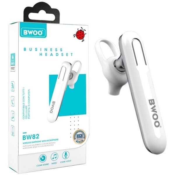 Handsfree Headset Met Bluetooth Bwoo BW-82 Wit